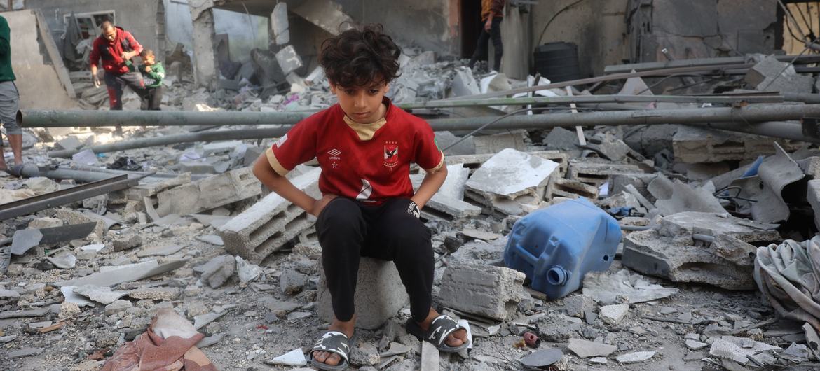 Devastation in Gaza after "new waves" of intense Israeli bombardment reported by the UN aid coordination office, OCHA.